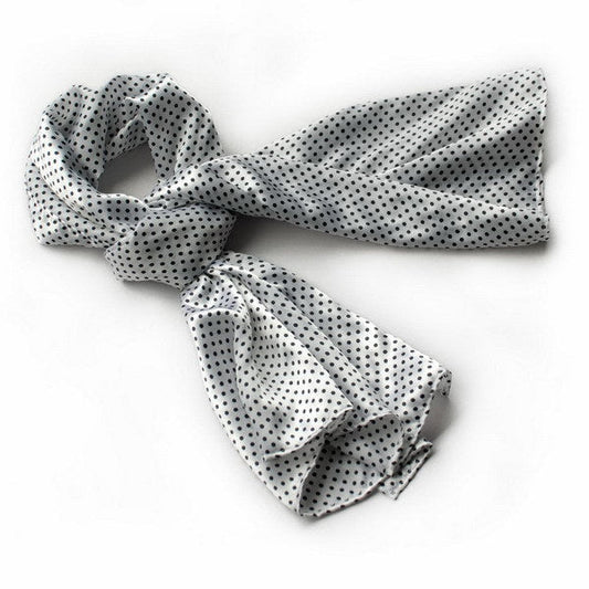 Blando White Background Small Cute Black Dot Design Soft Silk Scarf/Wrap/Shawl(Small) - Renee Lane Company