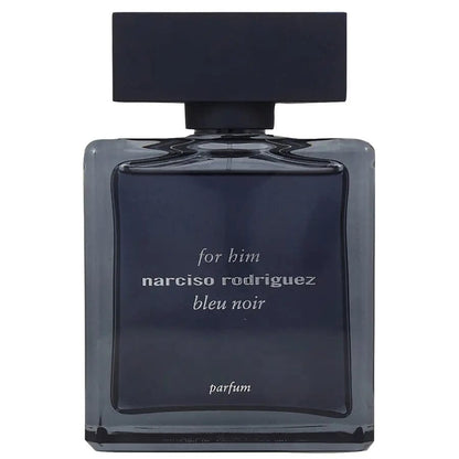 Bleu Noir by Narciso Rodriguez parfum spray bottle, dark blue glass with black cap
