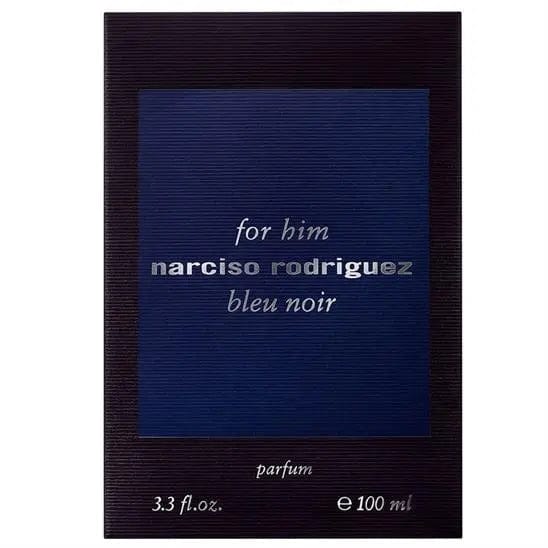 Bleu Noir by Narciso Rodriguez parfum box, dark blue panel with front label