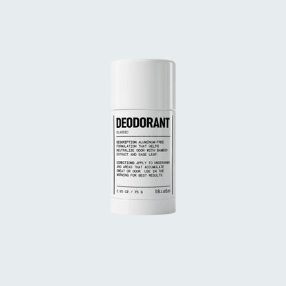 Deodorant stick container, white cylindrical tube with printed label