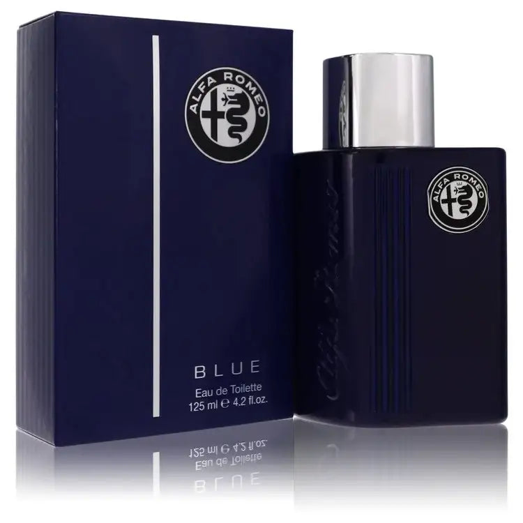 Alfa Romeo Blue men’s eau de toilette cologne bottle and navy box, 125 ml