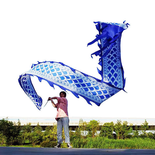 Blue Dragon Poi Gift for Kids & Adults, Celadon Blue Dragon Ribbon streamer Gift for Outdoor Activities & Fitness or Stage Show - Renee Lane Company