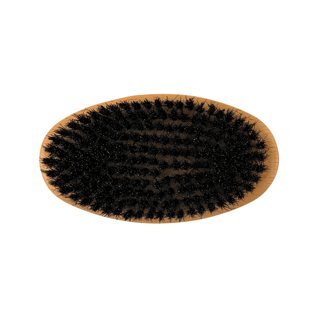 Wood boar bristle hair brush underside with dense black bristles
