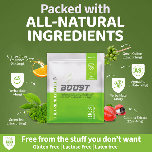 Boost Energy Patches: Caffeine, Guarana Green Tea Transdermal Energy - 28 Pack - Renee Lane Company