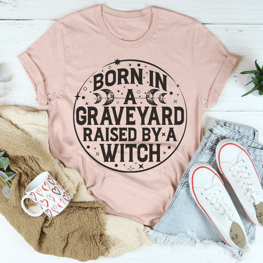 Born In A Graveyard Raised By A Witch T-Shirt - Renee Lane Company