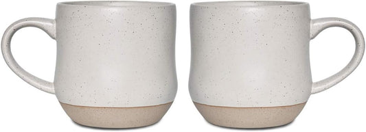 Bosmarlin Large Stoneware Speckled Coffee Mugs Set of 2, Big Ceramic Tea Cup, 17 Oz, Dishwasher and Microwave Safe (White, 2) - Renee Lane Company