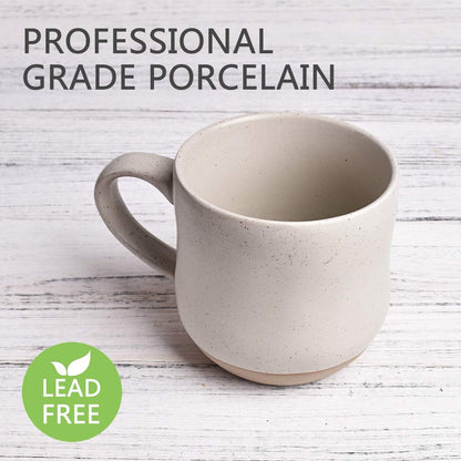 Bosmarlin Large Stoneware Speckled Coffee Mugs Set of 2, Big Ceramic Tea Cup, 17 Oz, Dishwasher and Microwave Safe (White, 2) - Renee Lane Company