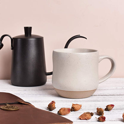 Bosmarlin Large Stoneware Speckled Coffee Mugs Set of 2, Big Ceramic Tea Cup, 17 Oz, Dishwasher and Microwave Safe (White, 2) - Renee Lane Company