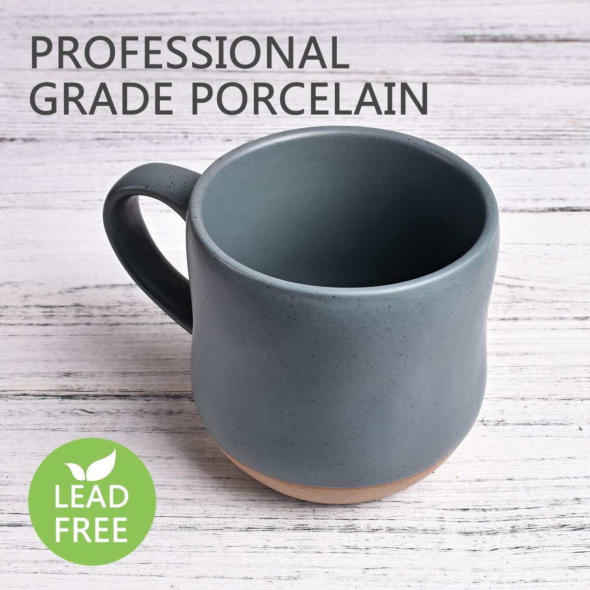 Bosmarlin Large Stoneware Speckled Coffee Mugs Set of 2, Big Tea Cup, 17 Oz, Dishwasher and Microwave Safe - Renee Lane Company