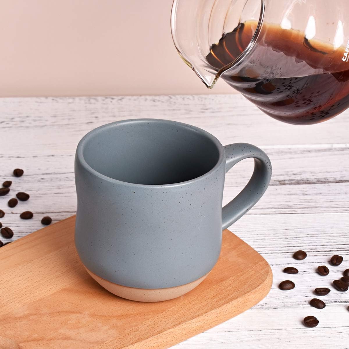 Bosmarlin Large Stoneware Speckled Coffee Mugs Set of 2, Big Tea Cup, 17 Oz, Dishwasher and Microwave Safe - Renee Lane Company