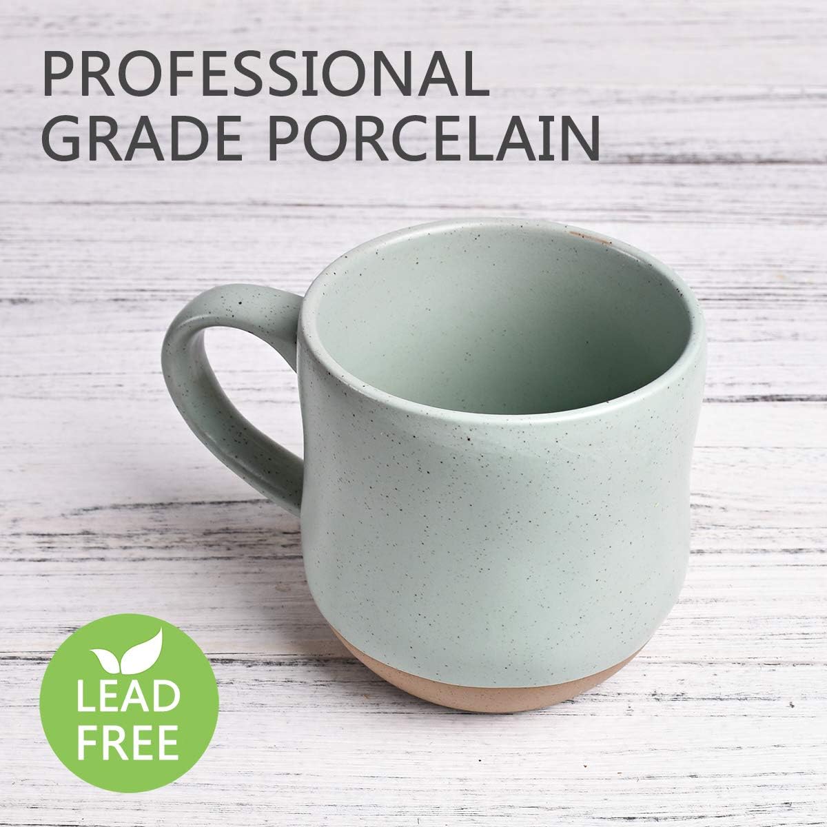 Bosmarlin Large Stoneware Speckled Coffee Mugs Set of 2, Big Tea Cup, 17 Oz, Dishwasher and Microwave Safe - Renee Lane Company