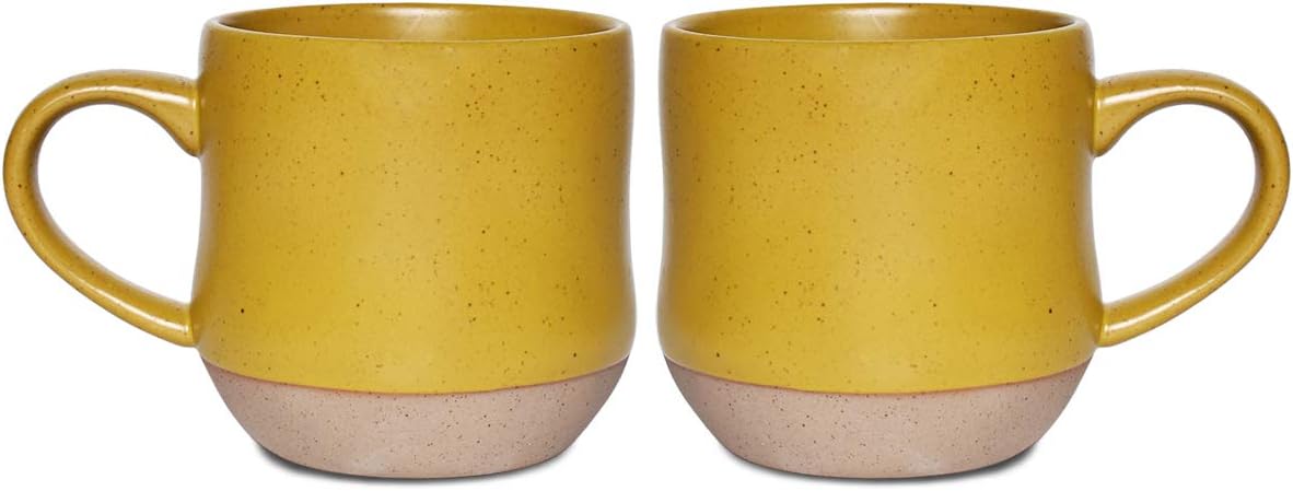 Bosmarlin Large Stoneware Speckled Coffee Mugs Set of 2, Big Tea Cup, 17 Oz, Dishwasher and Microwave Safe - Renee Lane Company