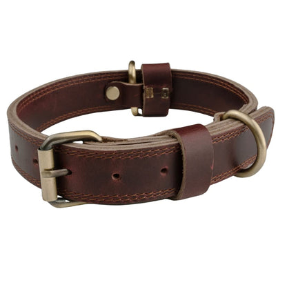 Boston Leather Goods Leather Dog Collar Heavy Duty Dog Collar for Small Dogs Medium Dogs or Large Size Dogs (Medium (14 inch - 18 inch) 1" Wide) - Renee Lane Company