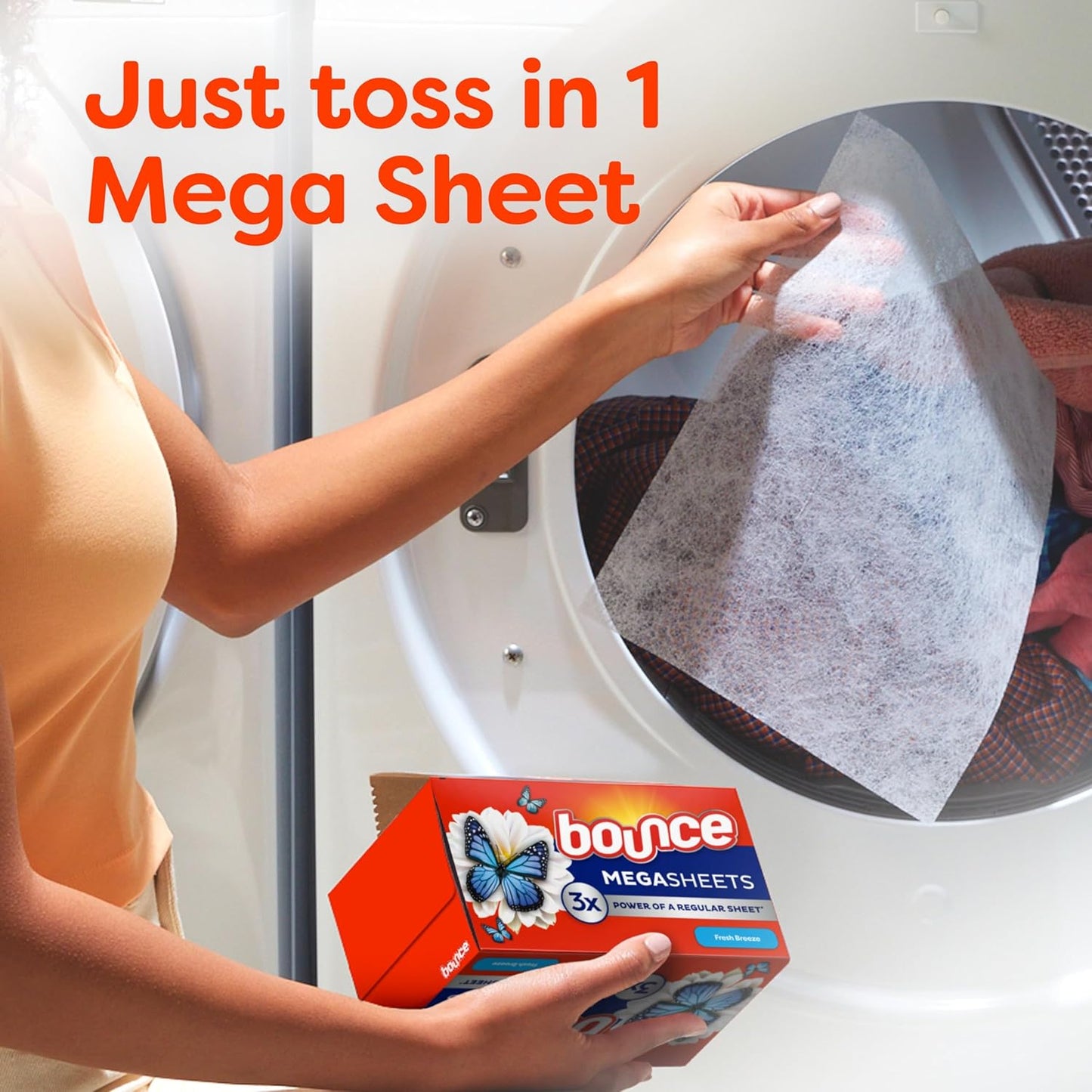 Bounce Mega Dryer Sheets, Fresh Breeze, 130 Count, Mega Fabric Softener Sheets with Static Control, Wrinkle Reduction, Extra Softness, Lasting Scent, Repels Lint - Renee Lane Company