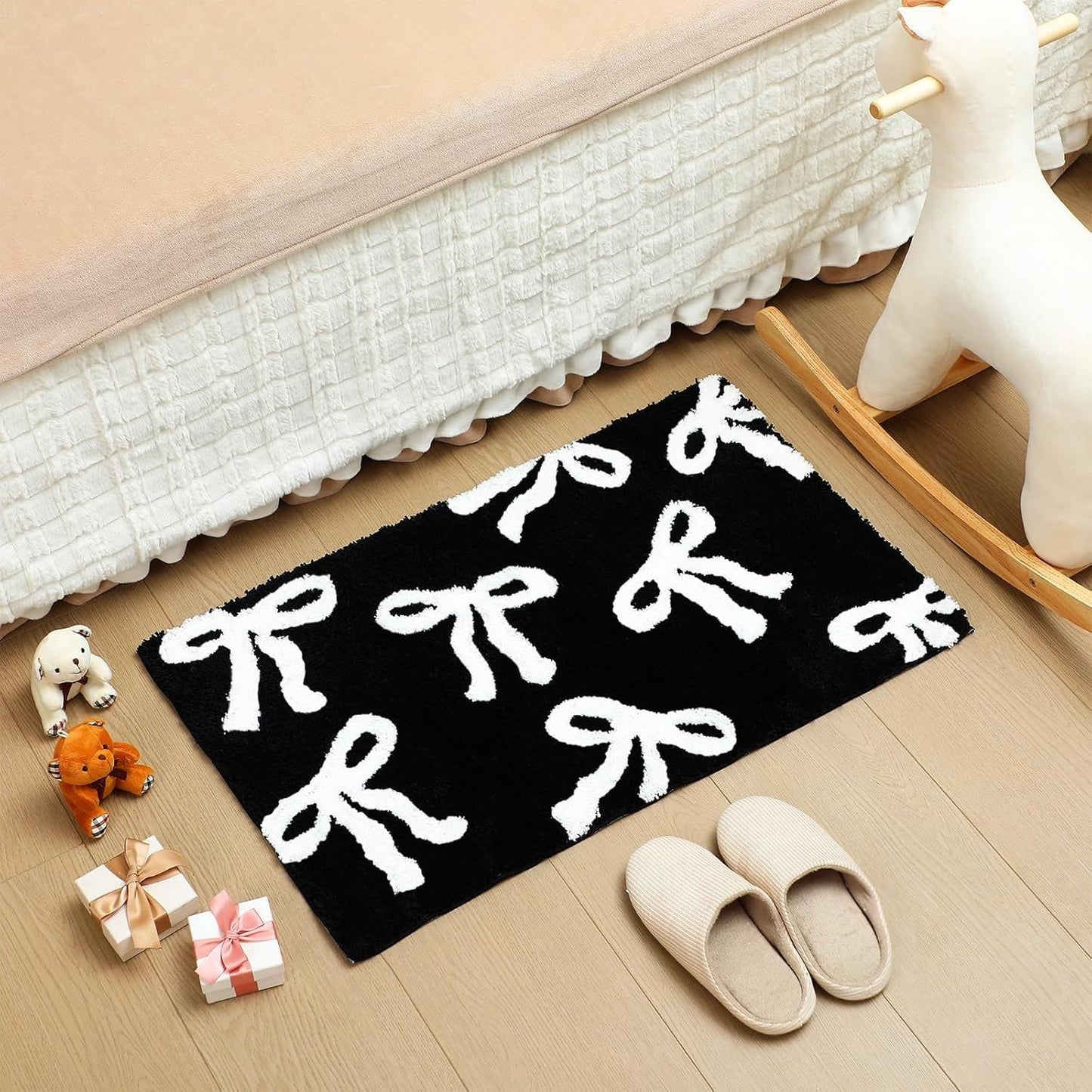 Bow Coquette Cute Bath Mat (20 X 32 Inch) – Non-Slip Absorbent Bathroom Rug For Vanity, Shower, Bedroom & Kitchen | Perfect Christmas Holiday Decor & Gift - Renee Lane Company