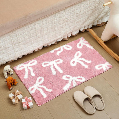Bow Coquette Cute Bath Mat (20 X 32 Inch) – Non-Slip Absorbent Bathroom Rug For Vanity, Shower, Bedroom & Kitchen | Perfect Christmas Holiday Decor & Gift - Renee Lane Company