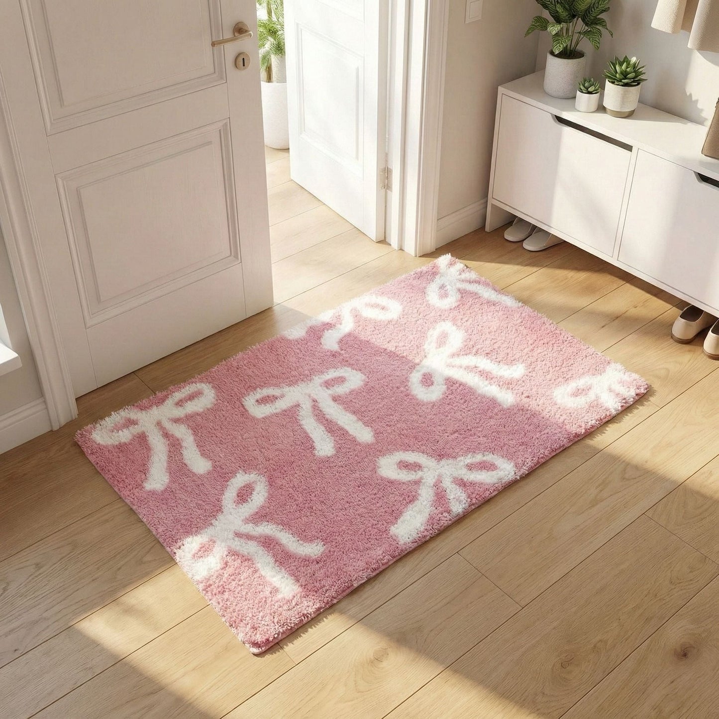 Bow Coquette Cute Bath Mat (20 X 32 Inch) – Non-Slip Absorbent Bathroom Rug For Vanity, Shower, Bedroom & Kitchen | Perfect Christmas Holiday Decor & Gift - Renee Lane Company