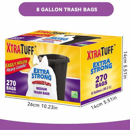 Boxed Disposable Garbage Bag 270 Pieces Puncture Tear Resistant Trash Bags, 8 Gallon Capacity, Kitchen Drawstring Garbage Bags Fresh Clean Scent With Lemon Mint Scent - Renee Lane Company