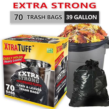 Boxed Disposable Garbage Bag 70 Pieces Puncture Tear Resistant Trash Bags, 39 Gallon Capacity, Multipurpose Cleaning Supplies For Industrial, Garden, Home, And Commercial Use - Durable, Leak-Proof - Renee Lane Company