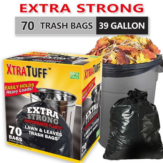 Boxed Disposable Garbage Bag 70 Pieces Puncture Tear Resistant Trash Bags, 39 Gallon Capacity, Multipurpose Cleaning Supplies For Industrial, Garden, Home, And Commercial Use - Durable, Leak-Proof - Renee Lane Company