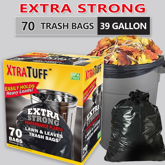 Boxed Disposable Garbage Bag 70 Pieces Puncture Tear Resistant Trash Bags, 39 Gallon Capacity, Multipurpose Cleaning Supplies For Industrial, Garden, Home, And Commercial Use - Durable, Leak-Proof - Renee Lane Company