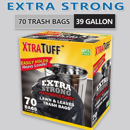 Boxed Disposable Garbage Bag 70 Pieces Puncture Tear Resistant Trash Bags, 39 Gallon Capacity, Multipurpose Cleaning Supplies For Industrial, Garden, Home, And Commercial Use - Durable, Leak-Proof - Renee Lane Company