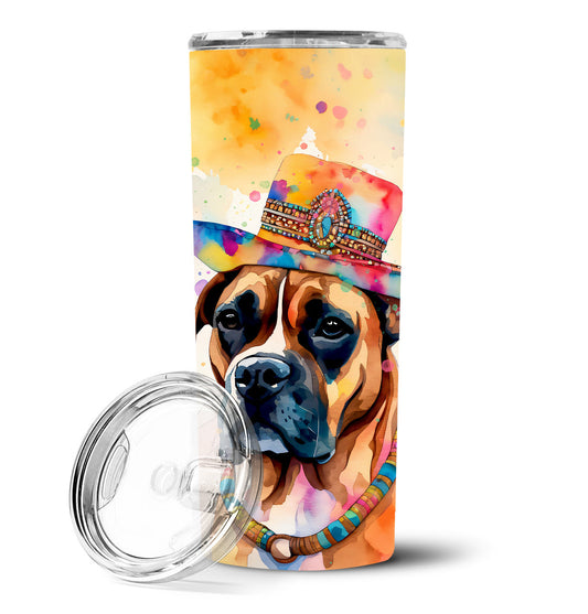 Boxer Hippie Dawg Stainless Steel Skinny Tumbler Vacuum Double Walled Reusable Insulated Tumbler Travel Cup for Coffee Cocktails Gift with Lid, 20 oz - Renee Lane Company