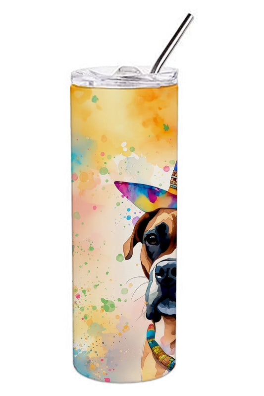Boxer Hippie Dawg Stainless Steel Skinny Tumbler Vacuum Double Walled Reusable Insulated Tumbler Travel Cup for Coffee Cocktails Gift with Lid, 20 oz - Renee Lane Company
