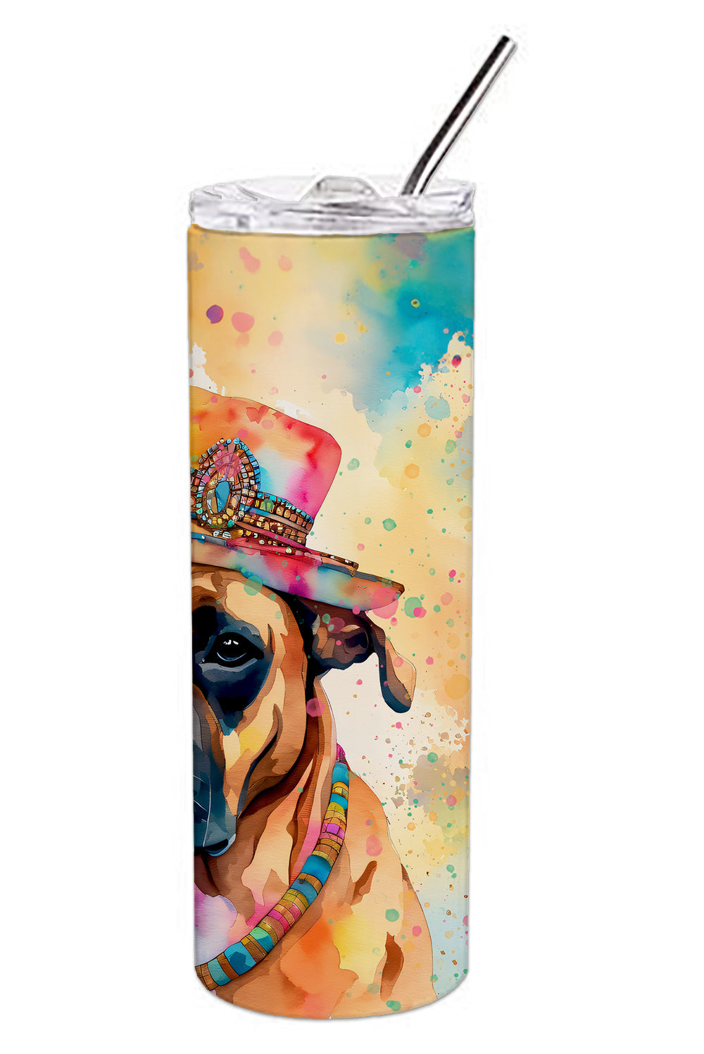 Boxer Hippie Dawg Stainless Steel Skinny Tumbler Vacuum Double Walled Reusable Insulated Tumbler Travel Cup for Coffee Cocktails Gift with Lid, 20 oz - Renee Lane Company