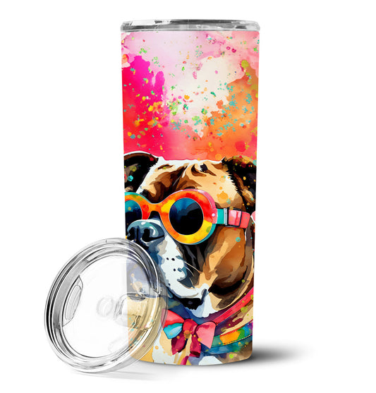 Boxer Hippie Dawg Stainless Steel Skinny Tumbler Vacuum Double Walled Reusable Insulated Tumbler Travel Cup for Coffee Cocktails Gift with Lid, 20 oz - Renee Lane Company