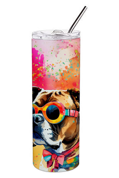Boxer Hippie Dawg Stainless Steel Skinny Tumbler Vacuum Double Walled Reusable Insulated Tumbler Travel Cup for Coffee Cocktails Gift with Lid, 20 oz - Renee Lane Company