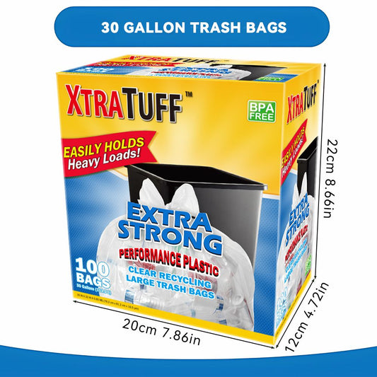 Boxs Of 100 Bags 30 Gallon White Disposable Large Trash Bags For Large Kitchen Trash Can, Hefty Ultra Strong 100 Count 113.5L Multipurpose Supplies For Industrial, Garden, Home, - Renee Lane Company