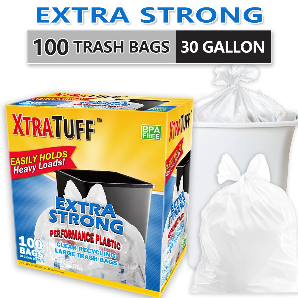 Boxs Of 100 Bags 30 Gallon White Disposable Large Trash Bags For Large Kitchen Trash Can, Hefty Ultra Strong 100 Count 113.5L Multipurpose Supplies For Industrial, Garden, Home, - Renee Lane Company