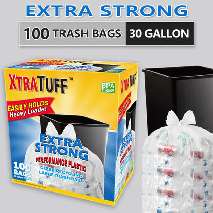 Boxs Of 100 Bags 30 Gallon White Disposable Large Trash Bags For Large Kitchen Trash Can, Hefty Ultra Strong 100 Count 113.5L Multipurpose Supplies For Industrial, Garden, Home, - Renee Lane Company