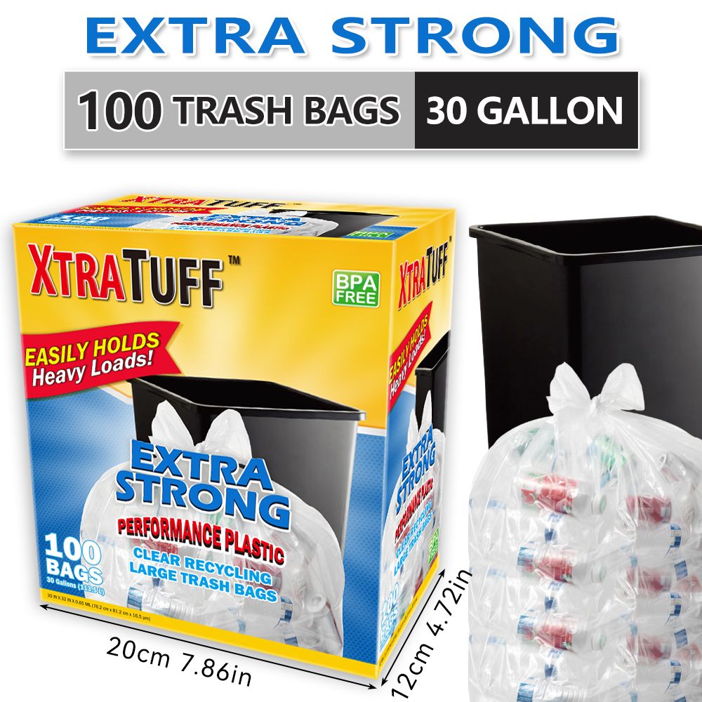 Boxs Of 100 Bags 30 Gallon White Disposable Large Trash Bags For Large Kitchen Trash Can, Hefty Ultra Strong 100 Count 113.5L Multipurpose Supplies For Industrial, Garden, Home, - Renee Lane Company