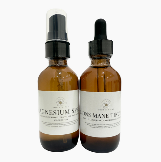 Brain Power Combo: Focus, Mental Health, Nervous System Support- Lions Mane Tincture + Magnesium Spray - Renee Lane Company