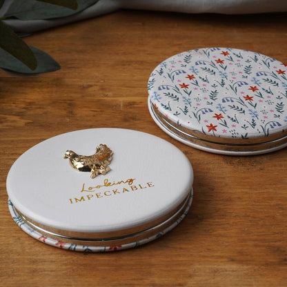Bramble Farm Chicken Compact Mirror - Renee Lane Company