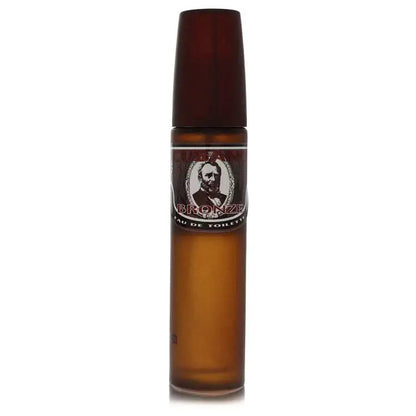 Bronze By Cubano men's cologne bottle with label, dark red cap, amber glass
