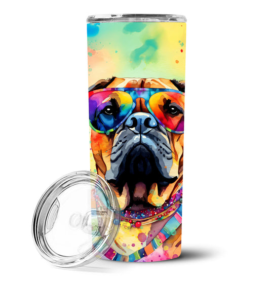 Bullmastiff Hippie Dawg Stainless Steel Skinny Tumbler Vacuum Double Walled Reusable Insulated Tumbler Travel Cup for Coffee Cocktails Gift with Lid, 20 oz - Renee Lane Company