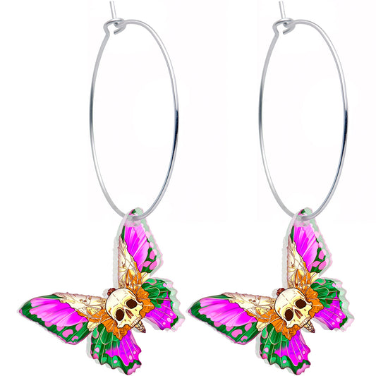 Butterfly Skull Hoop Earrings by Onyx O - Renee Lane Company