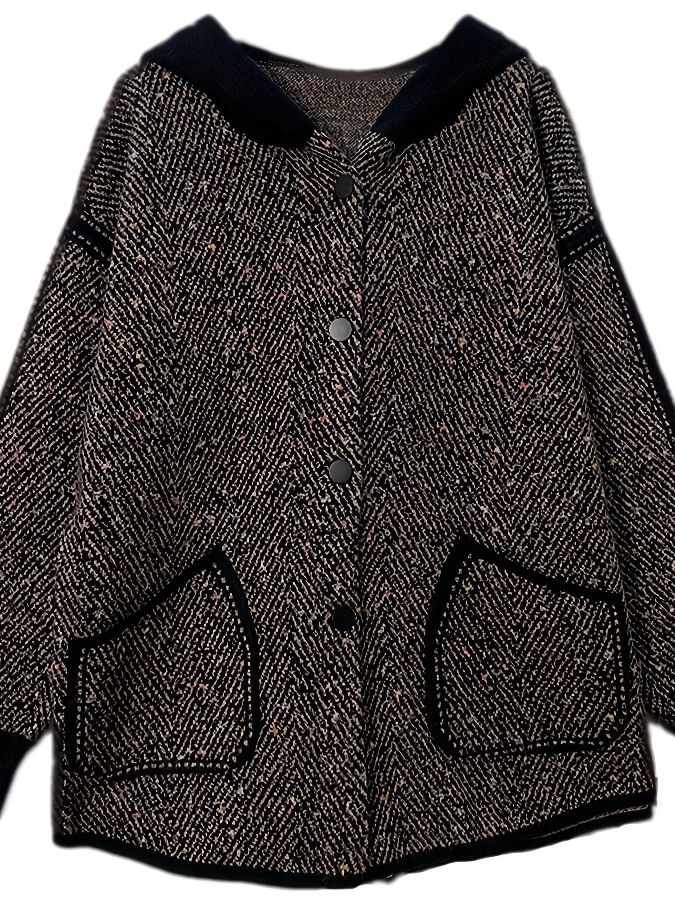 Button Front Hooded Jacket, Casual Long Sleeve Outerwear With Pockets, Women's Clothing - Renee Lane Company