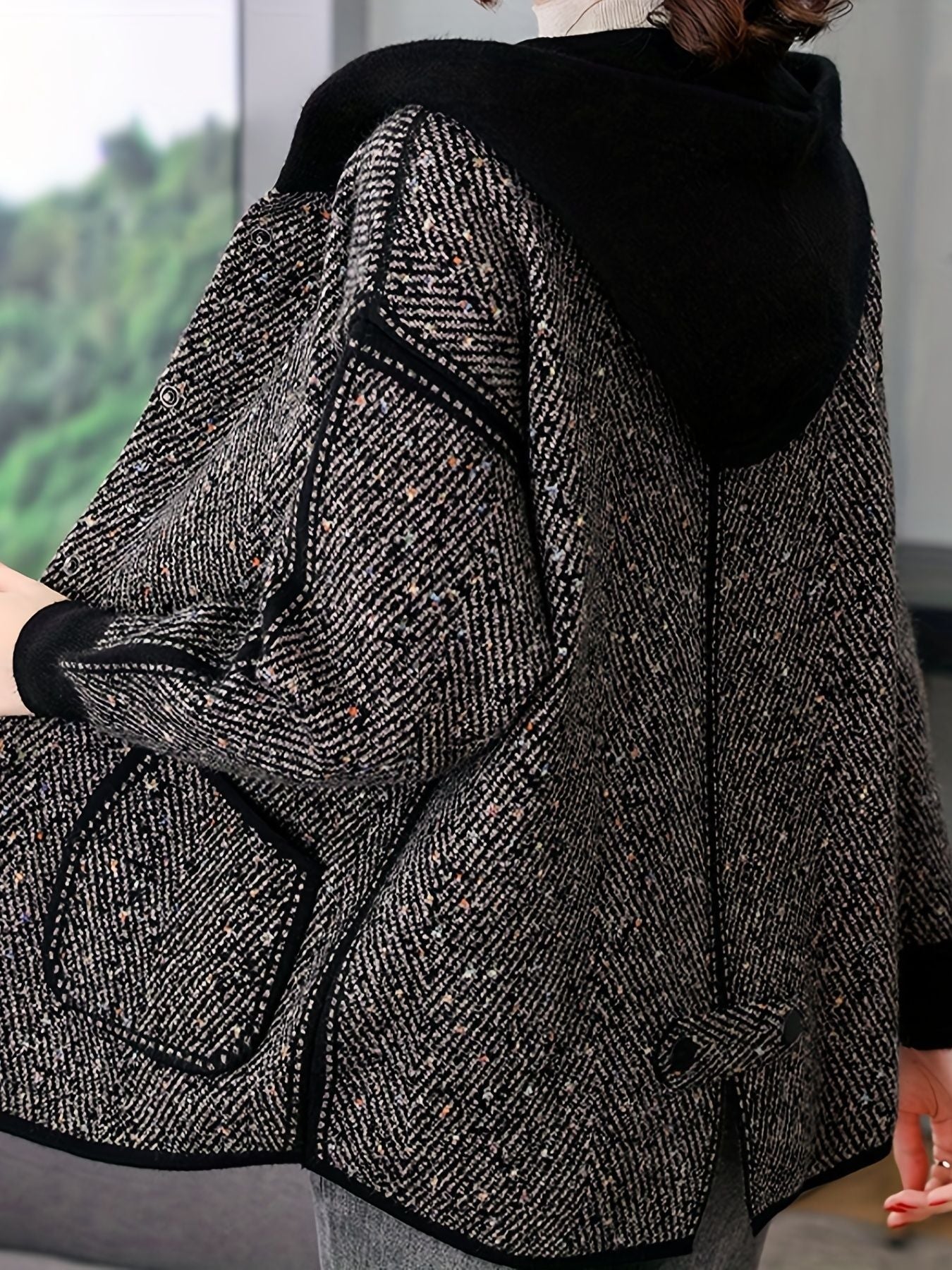 Button Front Hooded Jacket, Casual Long Sleeve Outerwear With Pockets, Women's Clothing - Renee Lane Company