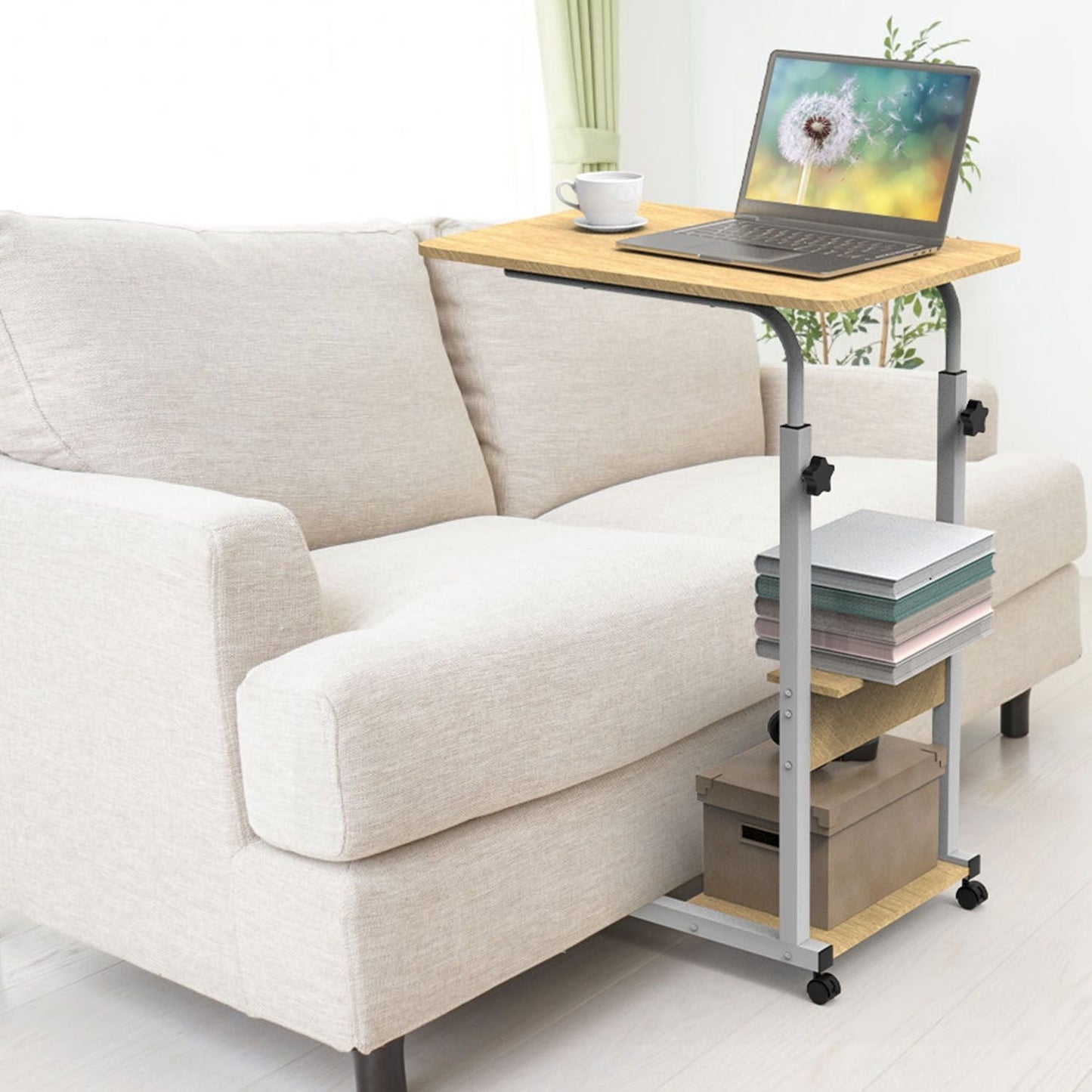 C Side Table 3-Tier Laptop Desk Small Slim Snack Side Table for Couch Bed Sofa for Small Spaces Living Room Bedroom - Renee Lane Company