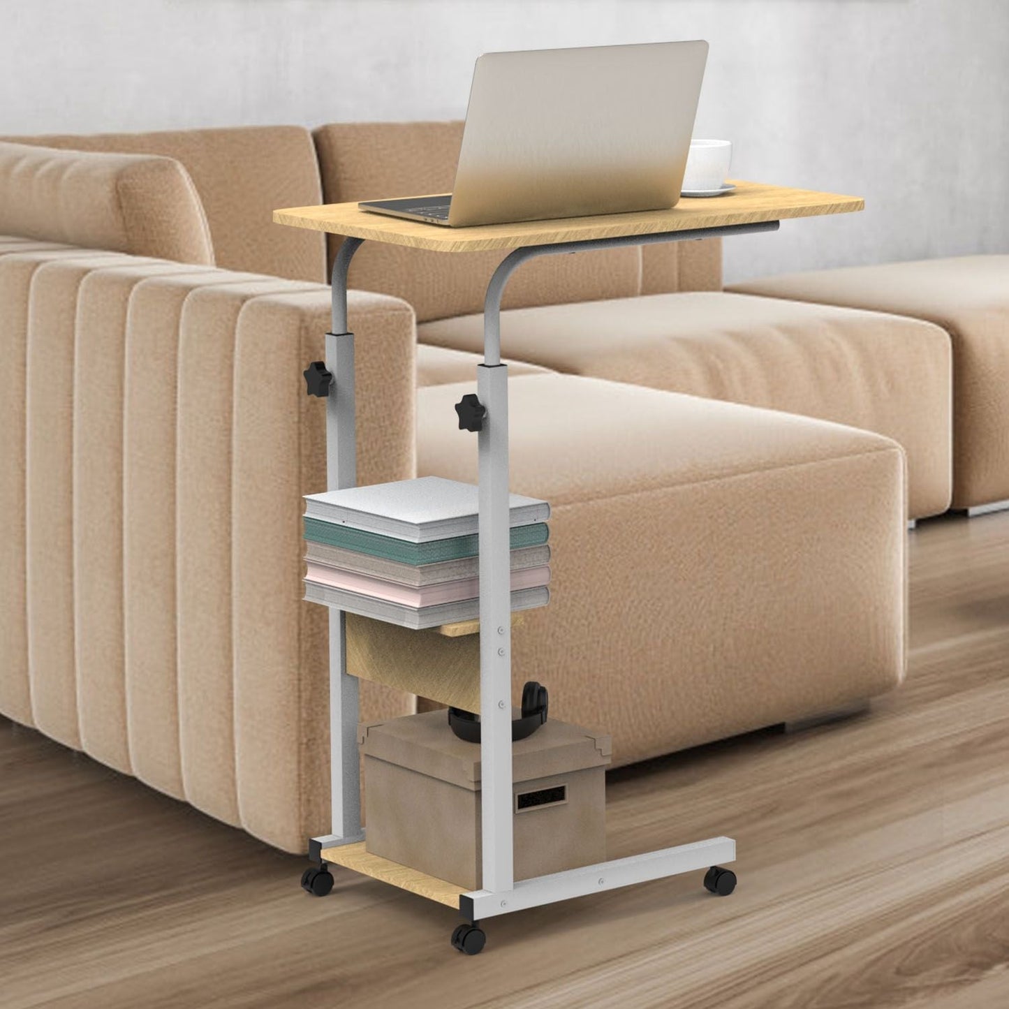 C Side Table 3-Tier Laptop Desk Small Slim Snack Side Table for Couch Bed Sofa for Small Spaces Living Room Bedroom - Renee Lane Company