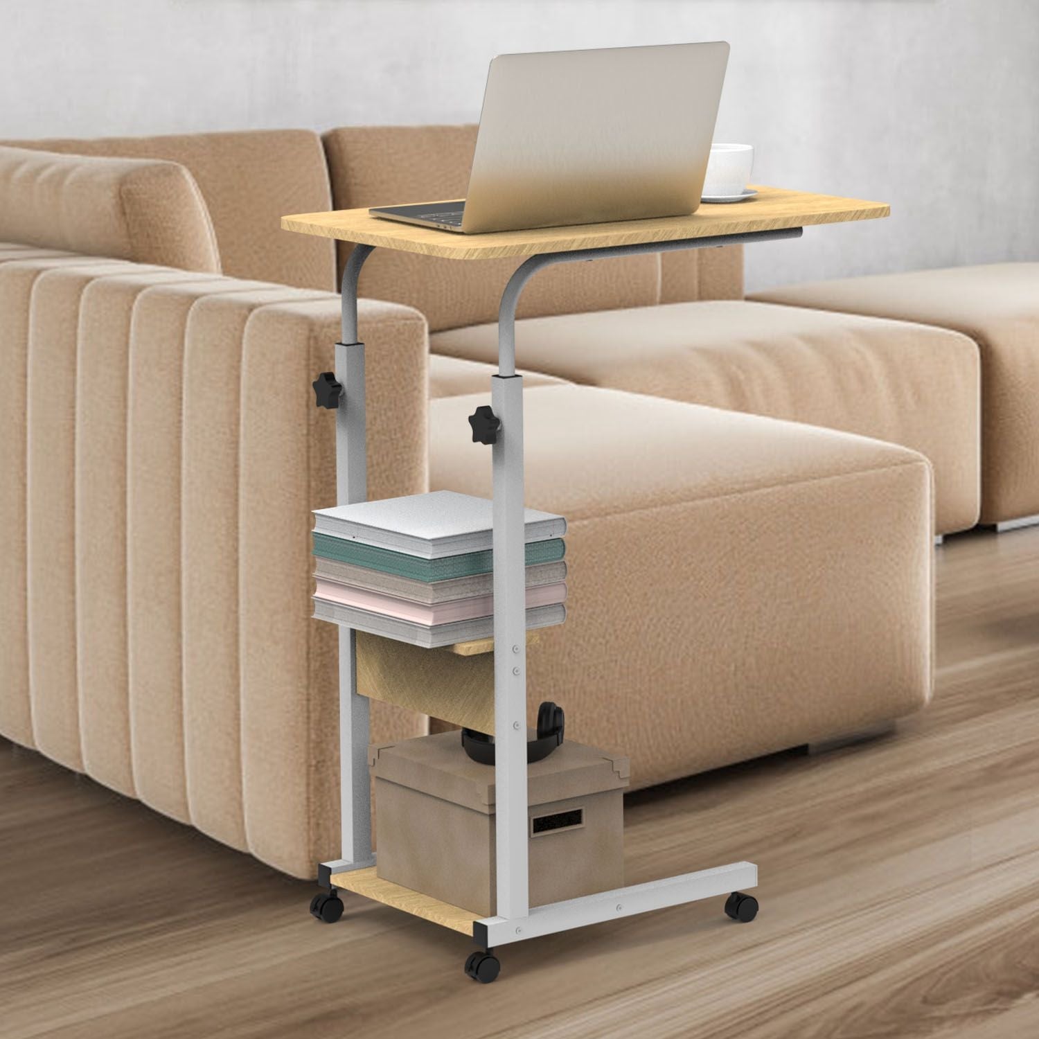 C Side Table 3-Tier Laptop Desk Small Slim Snack Side Table for Couch Bed Sofa for Small Spaces Living Room Bedroom - Renee Lane Company