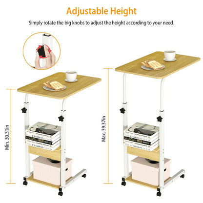 C Side Table 3-Tier Laptop Desk Small Slim Snack Side Table for Couch Bed Sofa for Small Spaces Living Room Bedroom - Renee Lane Company
