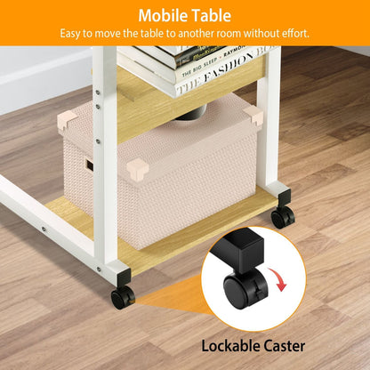 C Side Table 3-Tier Laptop Desk Small Slim Snack Side Table for Couch Bed Sofa for Small Spaces Living Room Bedroom - Renee Lane Company