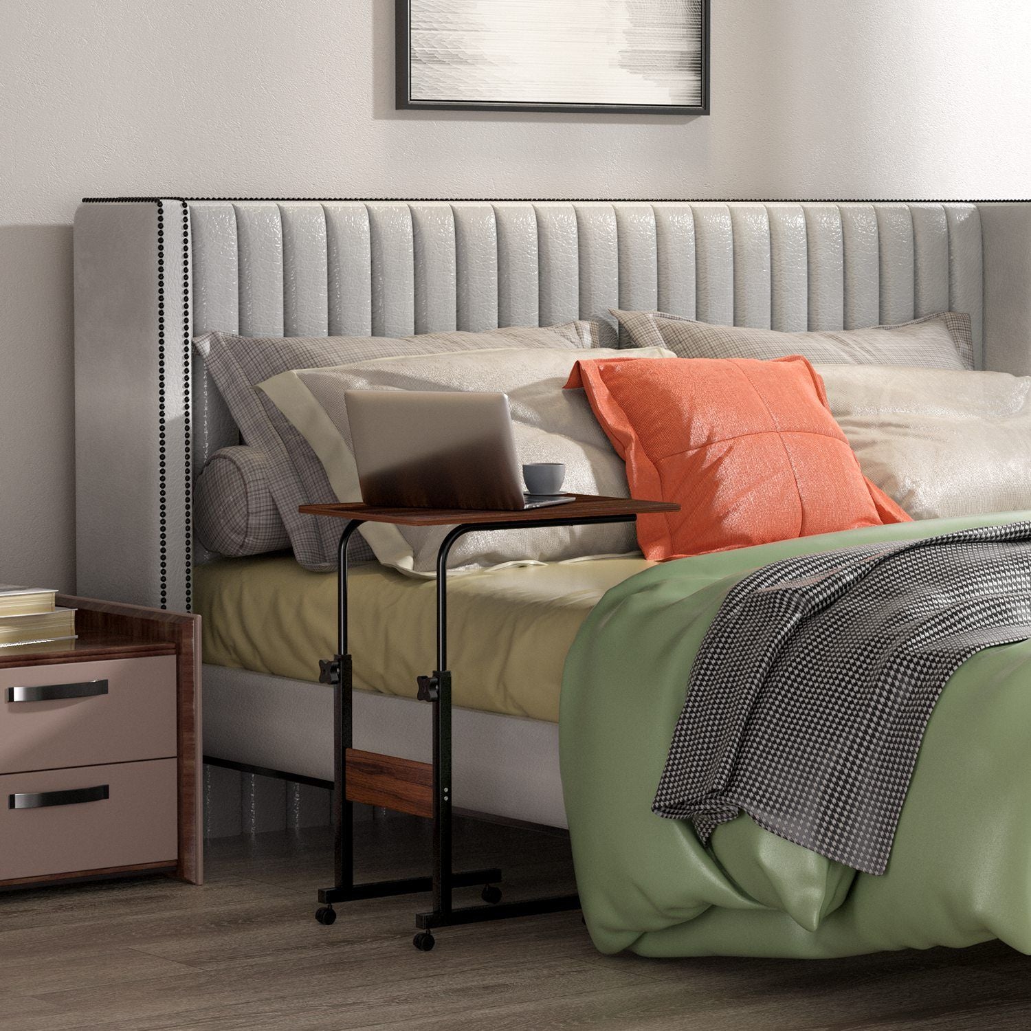 C Side Table 3-Tier Laptop Desk Small Slim Snack Side Table for Couch Bed Sofa for Small Spaces Living Room Bedroom - Renee Lane Company
