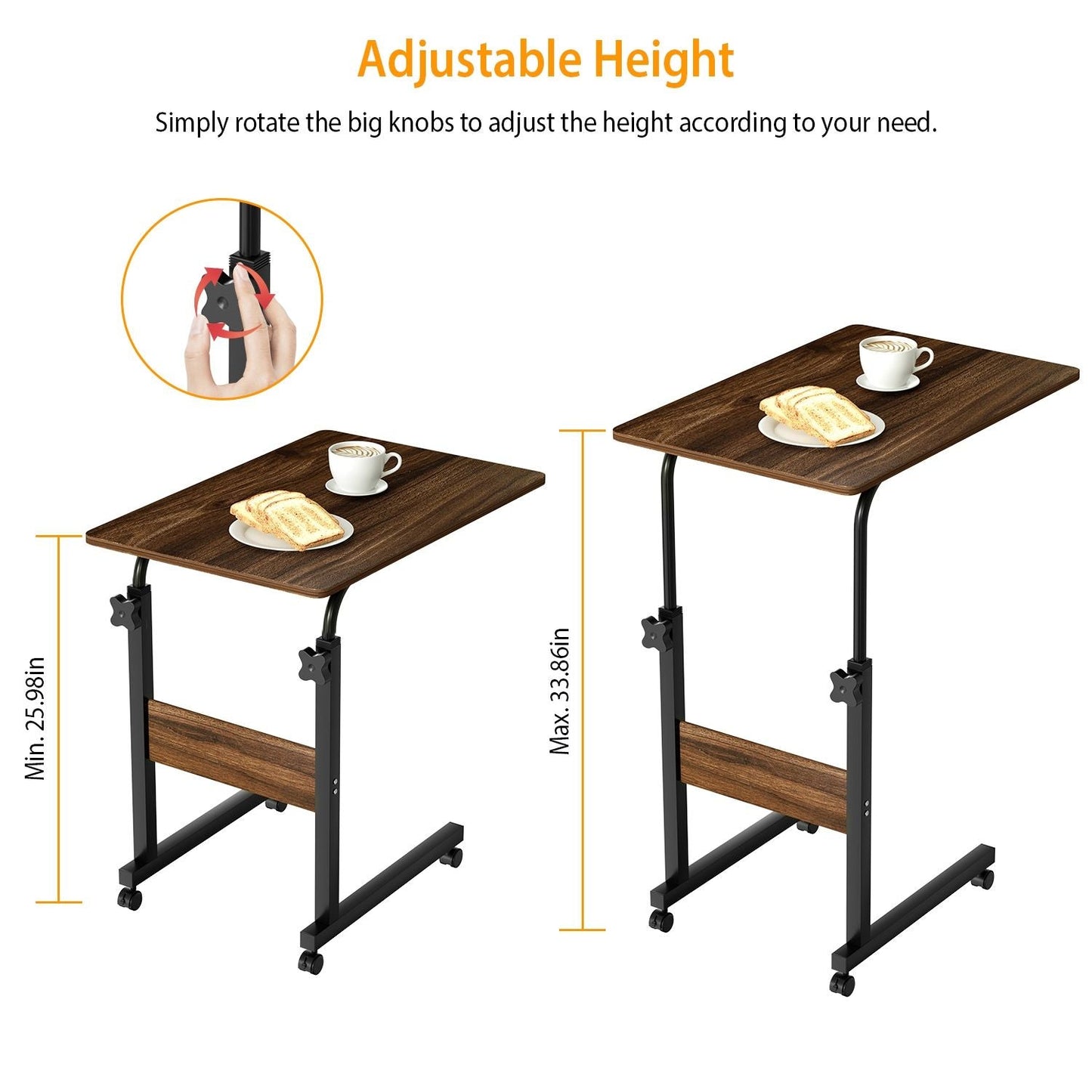 C Side Table 3-Tier Laptop Desk Small Slim Snack Side Table for Couch Bed Sofa for Small Spaces Living Room Bedroom - Renee Lane Company