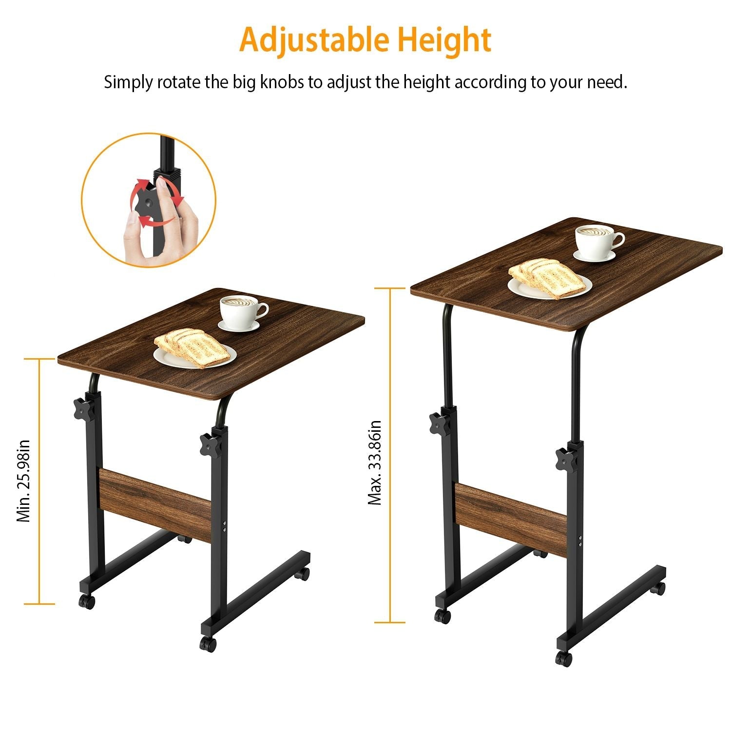 C Side Table 3-Tier Laptop Desk Small Slim Snack Side Table for Couch Bed Sofa for Small Spaces Living Room Bedroom - Renee Lane Company